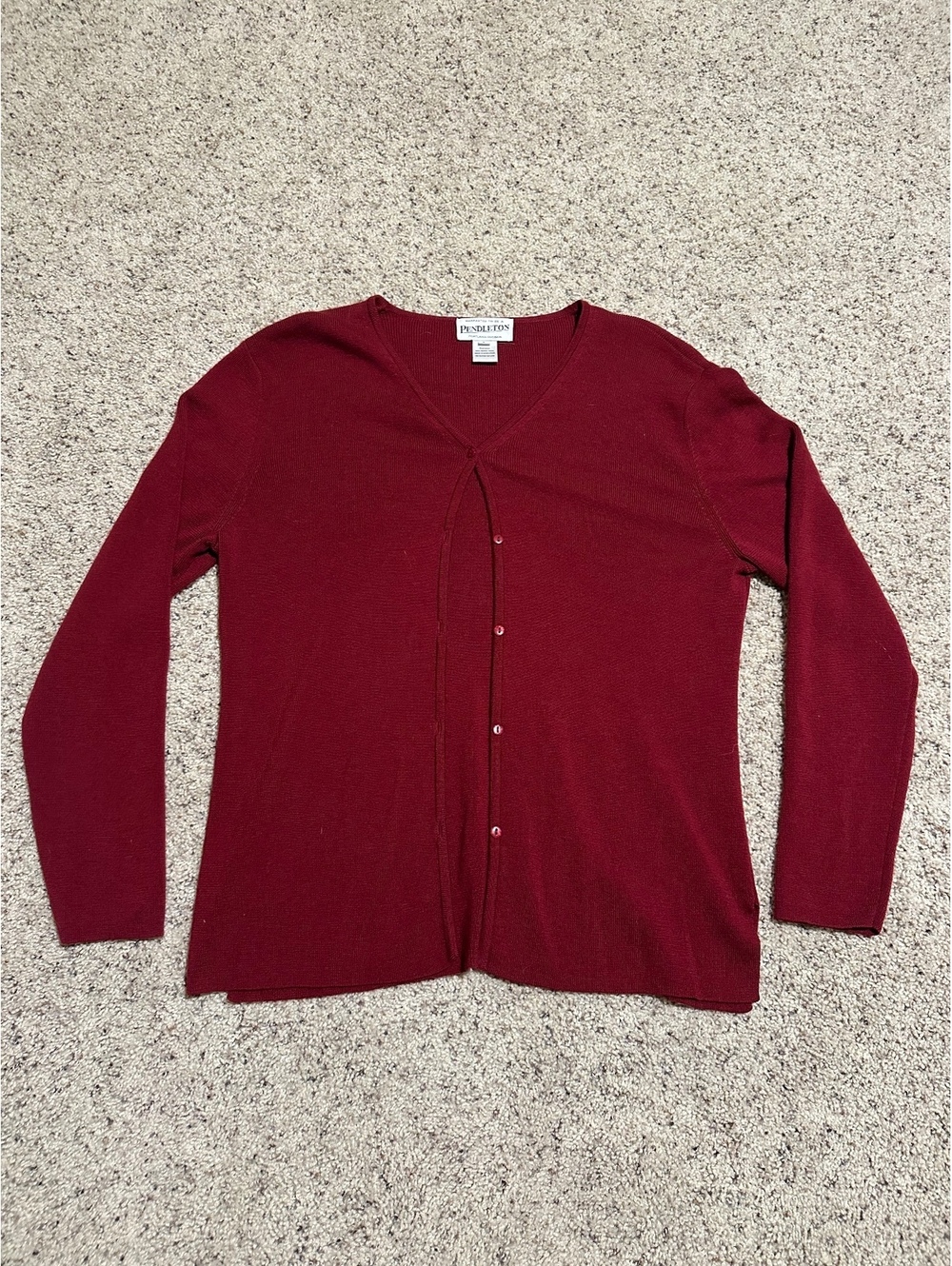 Pendleton Women's Merino Wool Burgundy Cardigan Large